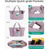 BAGSMART Tote Bag for Women, Foldable Tote Bag With Zipper Travel Large Shoulder Bag Handbag for Work-16.5”l X 6”wx 14”h(Purple-16.5”l X 6”wx 14”h)