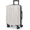 BAGSMART Carry On Luggage 22x14x9 Airline Approved, 1OO% PC Hardside Expandable Luggage with TSA Lock, 20 Inch Travel Suitcase with Spinner Wheels,Beige(Beige)