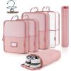 BAGSMART Hanging Packing Cubes for Travel, 6 Set Clear Waterproof Packing Cubes for Suitcases, Storage Organizer for Hanging Closet with Zipper, Handles and Hook Baby Pink(Baby Pink)