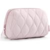 BAGSMART Makeup Bag, Travel Cosmetic Bag, Puffy Padded Make Up Bag for Women, Makeup Organizer Case, Wide-open Pouch Purse, Travel Essentials, Toiletries Accessories Brushes, Pink(A-Pink)