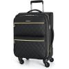 BAGSMART Softside Expandable Luggage Airline Approved with Spinner Wheels, 20 Inch Carry On Luggage 22x14x9 with TSA Lock, Quilted Rolling Suitcases for Women, Black(Black)