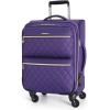 BAGSMART Softside Expandable Luggage Airline Approved with Spinner Wheels, 20 Inch Carry On Luggage 22x14x9 with TSA Lock, Quilted Rolling Suitcases for Women, Black(Purple)