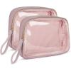 BAGSMART TSA Approved Toiletry Bag, 2 Pack Clear Makeup Cosmetic Bag Organizer, Quart Size Travel Bag for Toiletries, Carry-on Travel Accessories Essentials – Pink(Pink-2pcs)