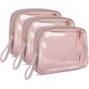 BAGSMART TSA Approved Toiletry Bag, 2 Pack Clear Makeup Cosmetic Bag Organizer, Quart Size Travel Bag for Toiletries, Carry-on Travel Accessories Essentials – Pink(Pink)