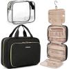 BAGSMART Toiletry Bag Hanging Travel Makeup Organizer with TSA Approved Transparent Cosmetic Bag Makeup Bag for Full Sized Toiletries, Medium-Black(Black)
