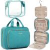 BAGSMART Toiletry Bag Hanging Travel Makeup Organizer with TSA Approved Transparent Cosmetic Bag Makeup Bag for Full Sized Toiletries, Medium-Black(Blue)