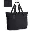BAGSMART Tote Bag for Women, Foldable Tote Bag With Zipper Travel Large Shoulder Bag Handbag for Work-16.5”l X 6”wx 14”h(A-black-16.5”l X 6”wx 14”h)