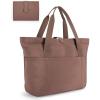 BAGSMART Tote Bag for Women, Foldable Tote Bag With Zipper Travel Large Shoulder Bag Handbag for Work-16.5”l X 6”wx 14”h(C-coffee-16.5”l X 6”wx 14”h)