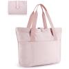 BAGSMART Tote Bag for Women, Foldable Tote Bag With Zipper Travel Large Shoulder Bag Handbag for Work-16.5”l X 6”wx 14”h(D-pink-16.5”l X 6”wx 14”h)