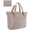 BAGSMART Tote Bag for Women, Foldable Tote Bag With Zipper Travel Large Shoulder Bag Handbag for Work-16.5”l X 6”wx 14”h(Grayish Brown-16.5”l X 6”wx 14”h)