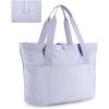 BAGSMART Tote Bag for Women, Foldable Tote Bag With Zipper Travel Large Shoulder Bag Handbag for Work-16.5”l X 6”wx 14”h(Haze Blue-16.5”l X 6”wx 14”h)