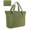 BAGSMART Tote Bag for Women, Foldable Tote Bag With Zipper Travel Large Shoulder Bag Handbag for Work-16.5”l X 6”wx 14”h(Military Green-16.5”l X 6”wx 14”h)