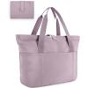 BAGSMART Tote Bag for Women, Foldable Tote Bag With Zipper Travel Large Shoulder Bag Handbag for Work-16.5”l X 6”wx 14”h(Purple-16.5”l X 6”wx 14”h)