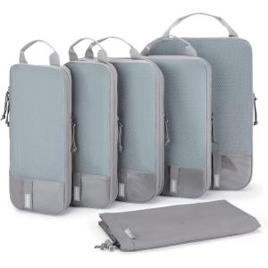 BAGSMART 6 Set /4 Set/2 Set Compression Packing Cubes for Travel, Lightweight Luggage Organizer Bags, Durable Space Saver Bags Travel Essentials(Storm Front Grey)