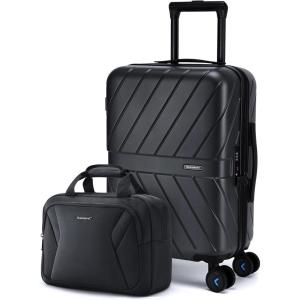BAGSMART Carry On Luggage 22x14x9 Airline Approved With TSA Lock, 1OO% Polycarbonate Hardside Luggage with Spinner Wheels, Durable Hard Shell Carry On Suitcase 20 inch Black(Black)