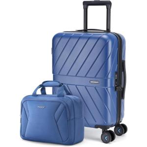 BAGSMART Carry On Luggage 22x14x9 Airline Approved With TSA Lock, 1OO% Polycarbonate Hardside Luggage with Spinner Wheels, Durable Hard Shell Carry On Suitcase 20 inch Black(Navy Blue)