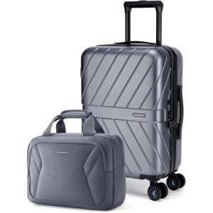 BAGSMART Carry On Luggage 22x14x9 Airline Approved With TSA Lock, 1OO% Polycarbonate Hardside Luggage with Spinner Wheels, Durable Hard Shell Carry On Suitcase 20 inch Black(Charcoal Grey)