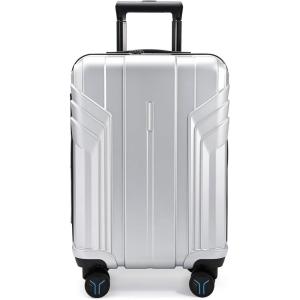 BAGSMART Expandable Carry On Luggage 22x14x9 Airline Approved, 20 Inch Travel Luggage with Spinner Wheels, Lightweight Hard Shell Suitcase Carry on Airy Blue(Sliver)