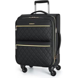 BAGSMART Softside Expandable Luggage Airline Approved with Spinner Wheels, 20 Inch Carry On Luggage 22x14x9 with TSA Lock, Quilted Rolling Suitcases for Women, Black(Black)
