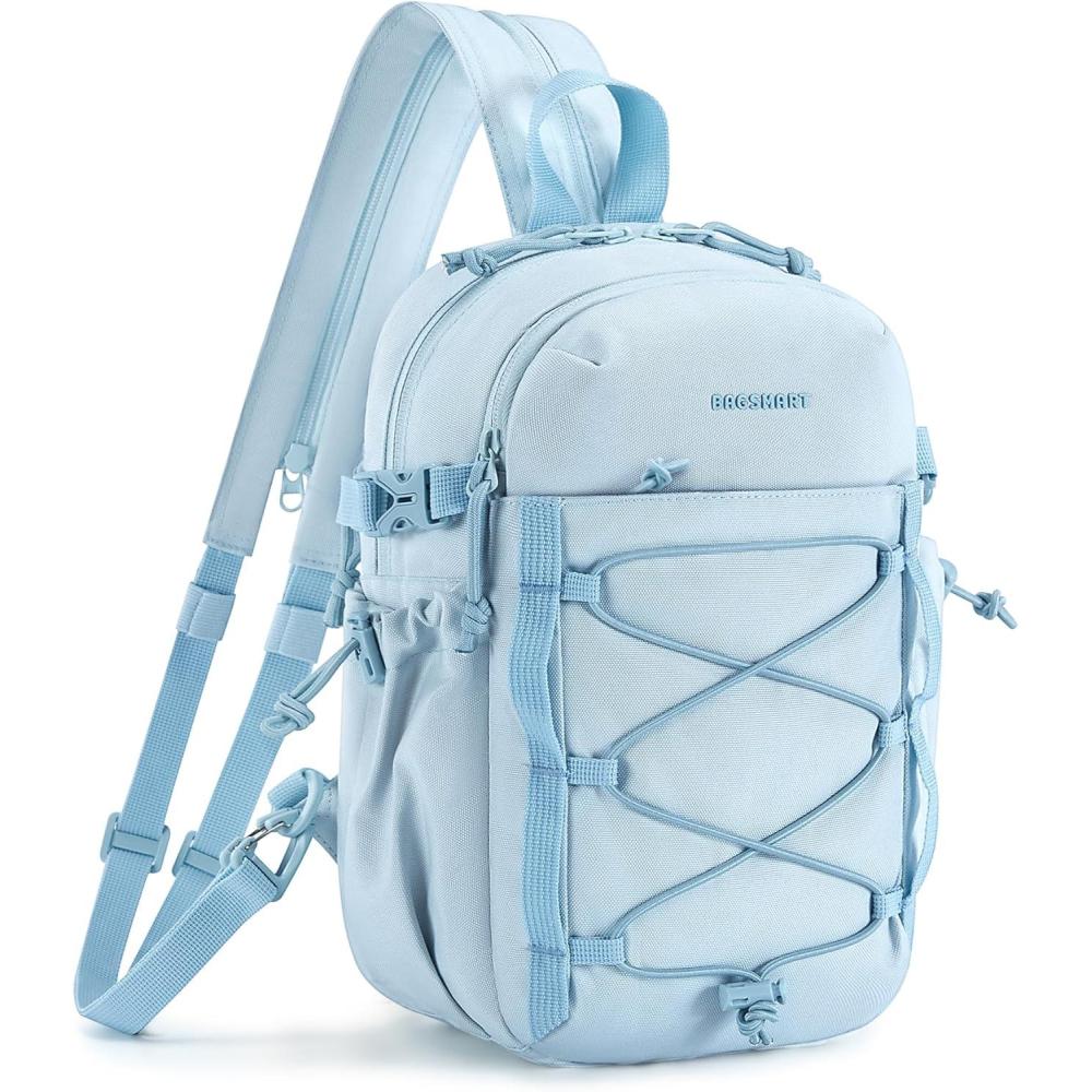 imageBAGSMART Small Crossbody Sling Bag Crossbody Daypack Chest Shoulder Bag Hiking Small Backpack for Casual Travel SportBaby Blue
