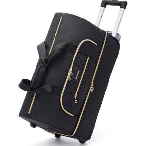 BAGSMART Rolling Duffle Bag with Wheels, 45L Carry-on Luggage Large Travel Bag with Shoes Compartment, Weekender Overnight Bag for Travel, Business Trips(Black)(Black)