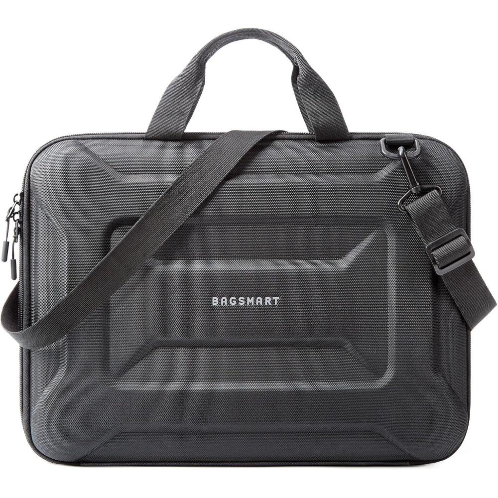 imageBAGSMART 15616 inch Laptop Computer Case with StrapShockproof Waterproof Laptop Bag with Sturdy HandleCarrying Laptop Sleeve for 15 DellHPMacBook ProsBlackBlack