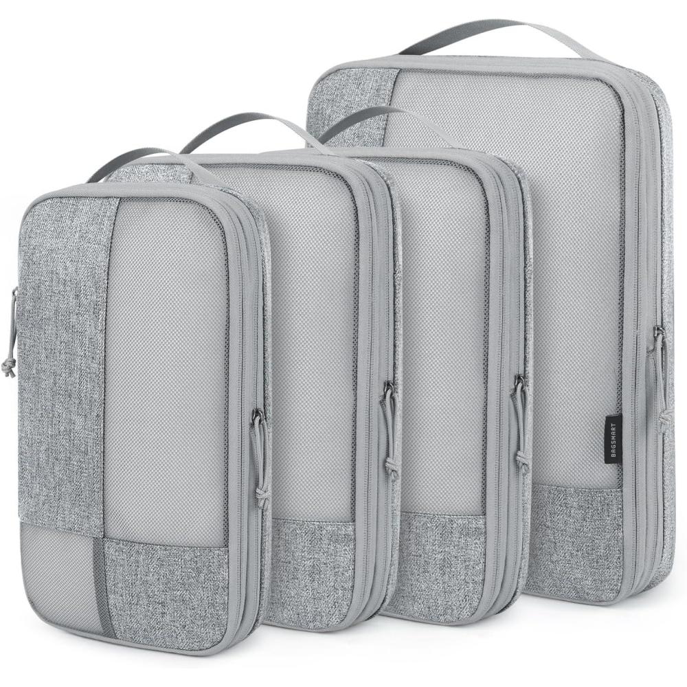 imageBAGSMART Compression Packing Cubes for Travel 6 Set Packing Cubes for Carry on Suitcases Compression Travel Cubes amp Suitcase Organizer for Packing with Shoe Bag Sky BlueGrey