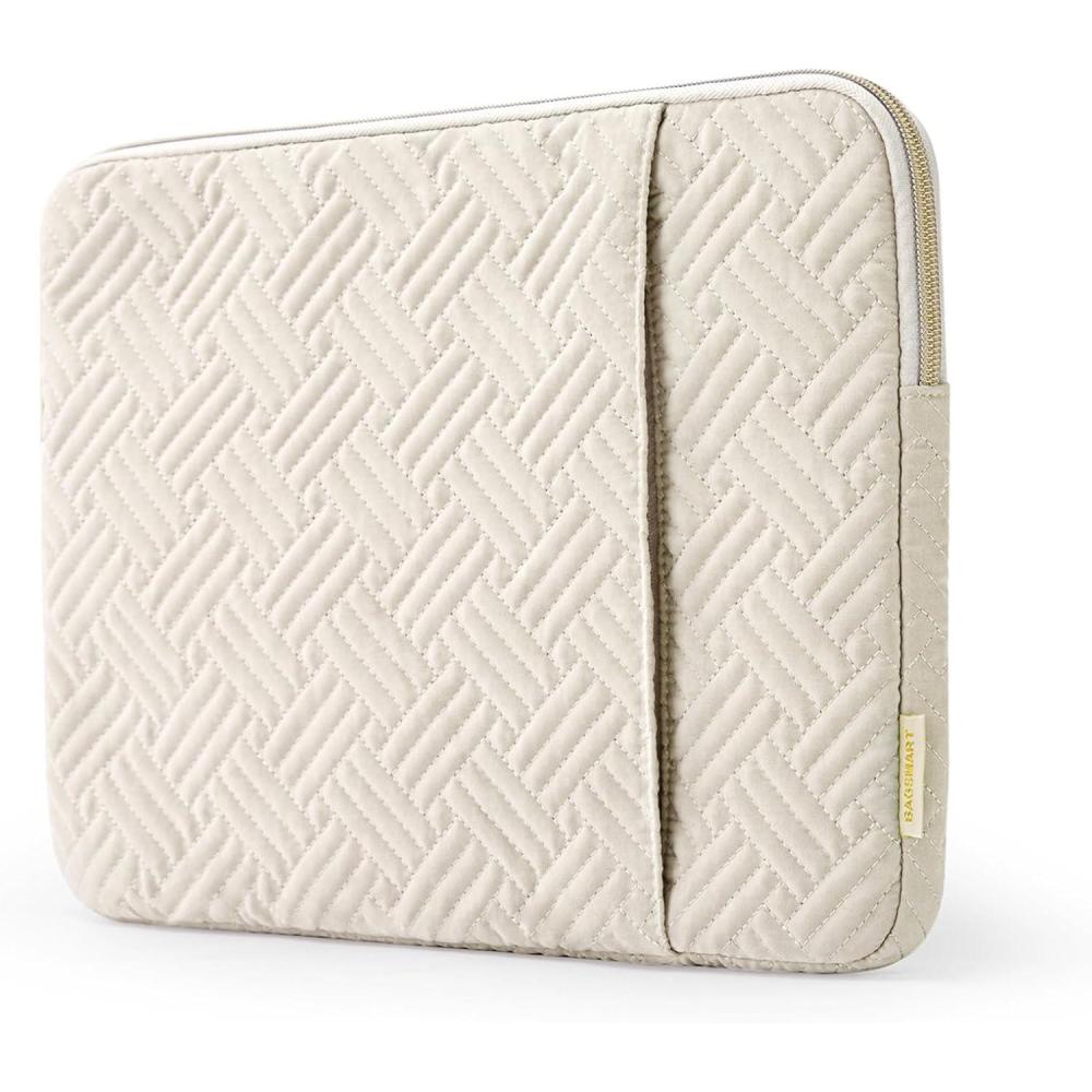 imageBAGSMART Laptop Sleeve 156 Inch Shockproof Water Repellent Compatible with HP Dell Lenovo Acer Asus Notebook MacBook Pro 16 Inch Carrying Case with Pocket BlackBeige