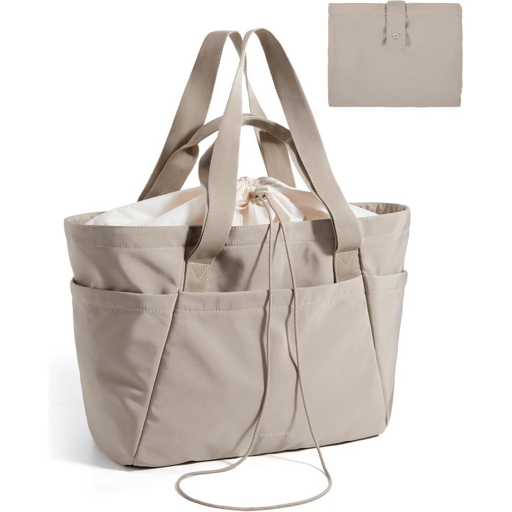 imageBAGSMART Reusable Grocery Bags Large Beach Bag Foldable Tote for Shopping Moving Holiday Travel Packing32lcamel