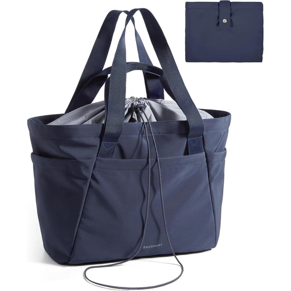 imageBAGSMART Reusable Grocery Bags Large Beach Bag Foldable Tote for Shopping Moving Holiday Travel Packing32lnavy