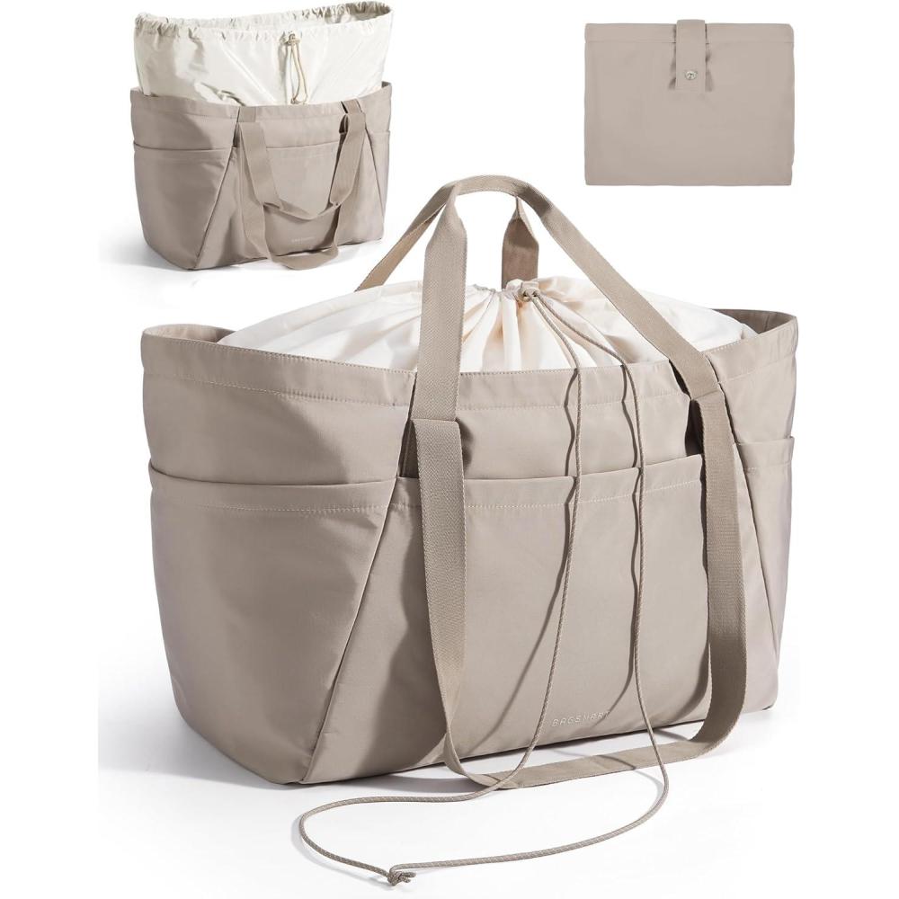 imageBAGSMART Reusable Grocery Bags Large Beach Bag Foldable Tote for Shopping Moving Holiday Travel Packing73lcamel