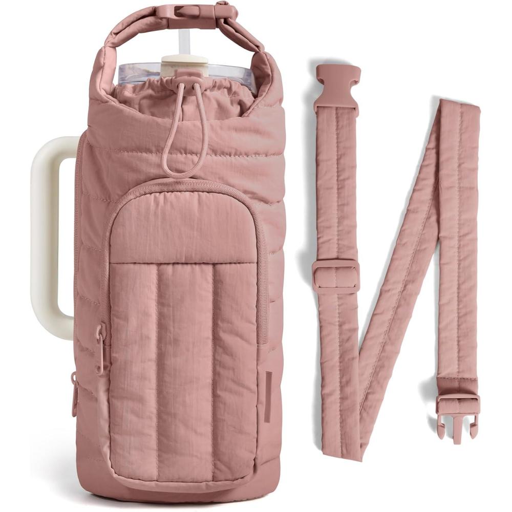imageBAGSMART Water Bottle Holder Bag with Strap 4032 oz Crossbody Bag Gym Accessories Sling Purses for WomenDark Pink