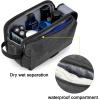 BAGSMART Toiletry Bag for Men, Canvas Travel Toiletry Organizer Dopp Kit Water-resistant Shaving Bag for Toiletries Accessories,Grey-Large(Black)