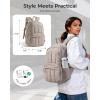 BAGSMART Travel Laptop Backpack, College Backpack for Women, Quilted Small Computer Bookbag, Water-Resistant 15.6 Inch Laptop Casual Bag, Black(07-beige)