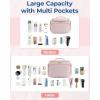 BAGSMART Travel Toiletry Bag for Women, Cosmetic Bag Makeup Bag Organizer with Handle, Travel Bag for Toiletries, Travel Accessories, Full Sized Container(Pink)