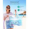 Bagsmart Waterproof Beach Bag for Women with Phone Pouch, Large Tote Bag for Pool, Travel and Vacation(Liaght Pink-02)