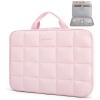 BAGSMART Laptop Case with Handle, Puffy Laptop Sleeve Bag for Women, MacBook Case for Dell, HP, Lenovo, MacBook Air/Pro, 15-15.6 inch, Beige(Pink)