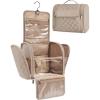 BAGSMART Makeup Bag for Women with Hanging Hook, Large Portable Capacity Water-resistant Organizer Travel Case for Toiletries and Cosmetics, Brown(Camel)