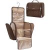 BAGSMART Makeup Bag for Women with Hanging Hook, Large Portable Capacity Water-resistant Organizer Travel Case for Toiletries and Cosmetics, Brown(Tan Brown)