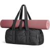 BAGSMART Reiki Gym Bag for Women, Medium Yoga Mat Crossbody Bag with Wet & Dry Pocket, Quilted Gym Shoulder Bag for Weekend, Black(15L-Black)