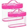 BAGSMART TSA Approved Toiletry Bag, 2 Pack Clear Makeup Cosmetic Bag Organizer, Quart Size Travel Bag for Toiletries, Carry-on Travel Accessories Essentials, Pink-2pcs(Rose Red)