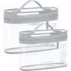 BAGSMART TSA Approved Toiletry Bag, 2 Pack Clear Makeup Cosmetic Bag Organizer, Quart Size Travel Bag for Toiletries, Carry-on Travel Accessories Essentials, Pink-2pcs(Gray)