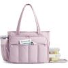 BAGSMART Tote Bag for Women, Teacher Tote with Insulated Compartment, Large Puffer Work Tote Handbags for Work(Baby Pink)