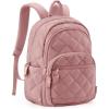 BAGSMART Travel Laptop Backpack, College Backpack for Women, Quilted Small Computer Bookbag, Water-Resistant 15.6 Inch Laptop Casual Bag, Black(12-dark Pink)