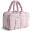 BAGSMART Travel Toiletry Bag, Puffy Large Toiletry Bag for Women, Lightweight Cosmetic Makeup Bag Organizer with Handle for Traveling, Accessories, Essentials, Toiletries (Pink)(F-Light Pink)