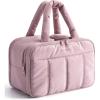 BAGSMART Travel Toiletry Bag, Puffy Large Toiletry Bag for Women, Lightweight Cosmetic Makeup Bag Organizer with Handle for Traveling, Accessories, Essentials, Toiletries (Pink)(G-Purple)