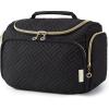 BAGSMART Travel Toiletry Bag for Women, Cosmetic Bag Makeup Bag Organizer with Handle, Travel Bag for Toiletries, Travel Accessories, Full Sized Container(Black)