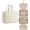 BAGSMART Travel Toiletry Bag for Women, Hanging Travel Bag for Toiletries, Puffy Makeup Cosmetic Bag Organizer, Carry-on Travel Accessories Essentials, Camel(Beige)