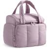 BAGSMART Travel Toiletry Bag for Women with Puffy Water-Resistant Fabric, Roomy Makeup Bag Organizer for Travel-Sized Toiletries & Accessories, Black(Lilac Purple)