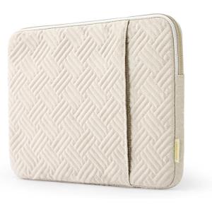 BAGSMART Laptop Sleeve, 15.6 Inch, Shockproof, Water Repellent, Compatible with HP, Dell, Lenovo, Acer, Asus Notebook, MacBook Pro 16 Inch, Carrying Case with Pocket, Black(Beige)